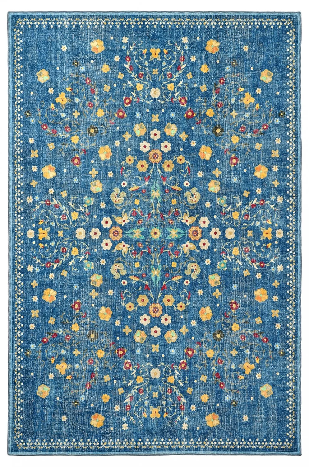 Flatvevd teppe - Nabilar (blå) (Størrelse: 230 x 340 cm)