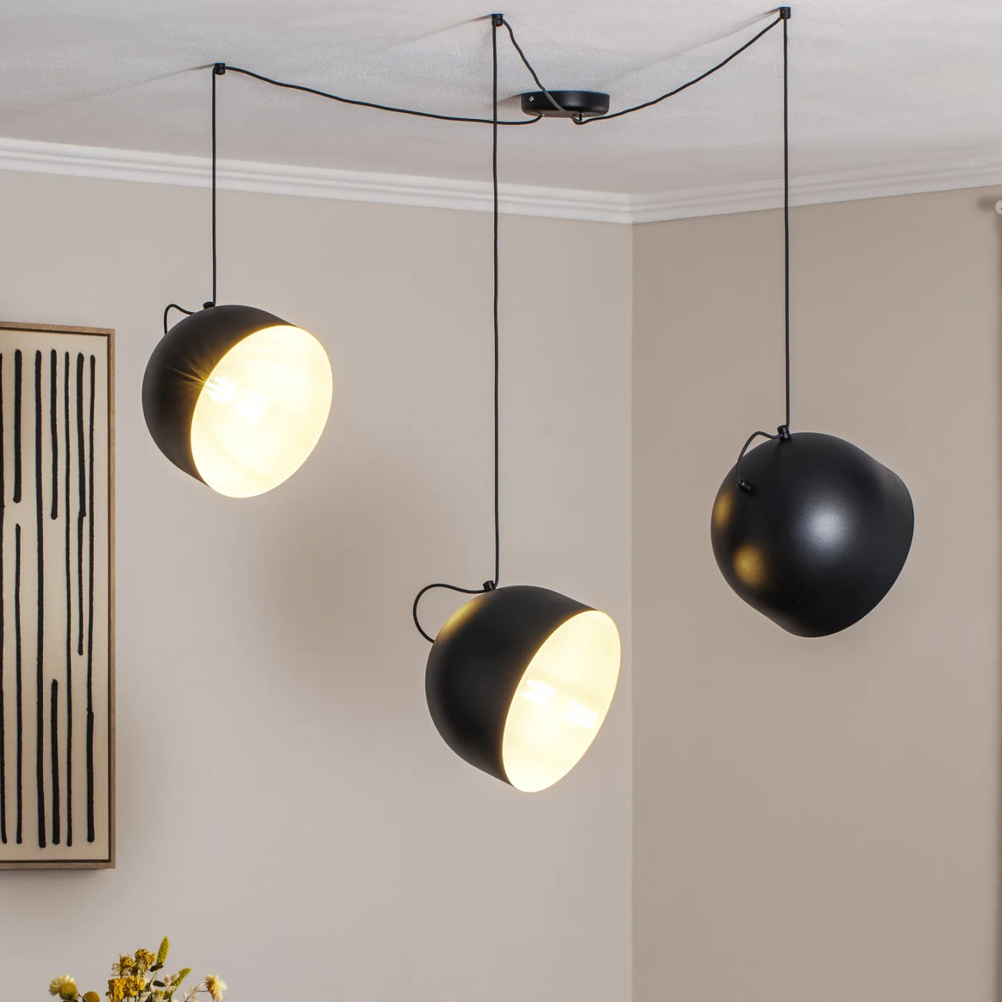 Pepe hengelampe, svart, 3 lyskilder - ALDEX - Stue - Moderne - Metall - Med flere lyskilder