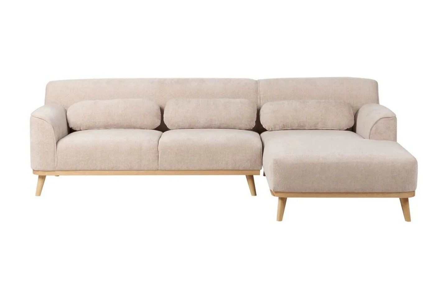 Bree Hörnsoffa 3-sits - Beige/Ljust trä