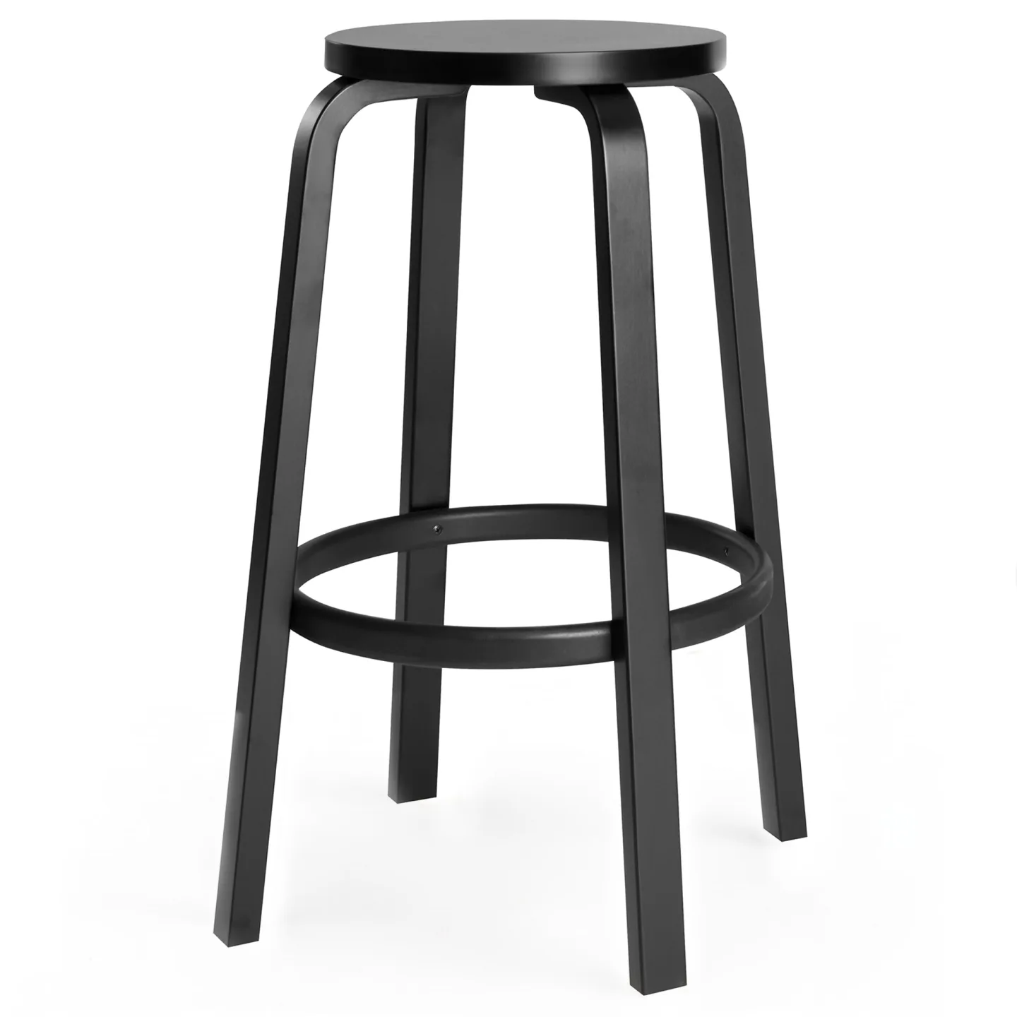 Artek - Barstol 64, 75 cm, Svartlackad björk - Barstolar - Alvar Aalto - Svart - Trä