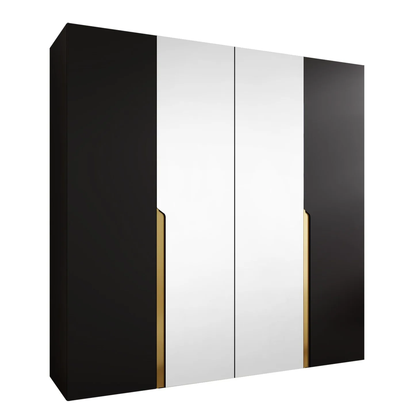 Milias Garderob med spegel 200x202 cm - svart
