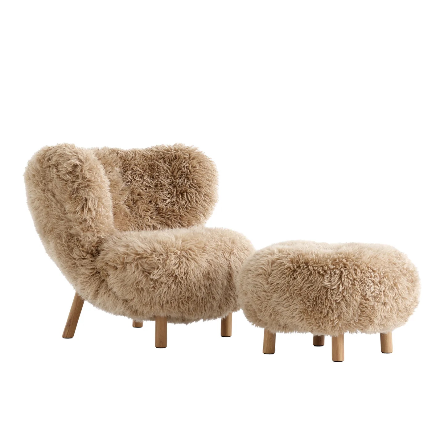 &Tradition - Little Petra VB1 Set Sheepskin Honey / Oiled Oak - Fåtöljer - Viggo Boesen - Beige - Trä/Syntetiskt/Skum