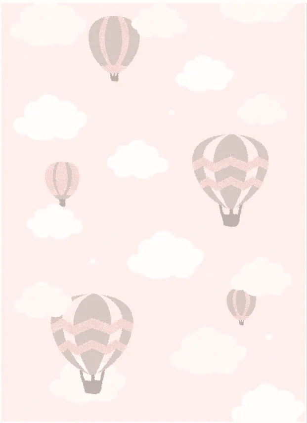 Barneteppe - Balloons (rosa) (Størrelse: 120 x 160 cm)