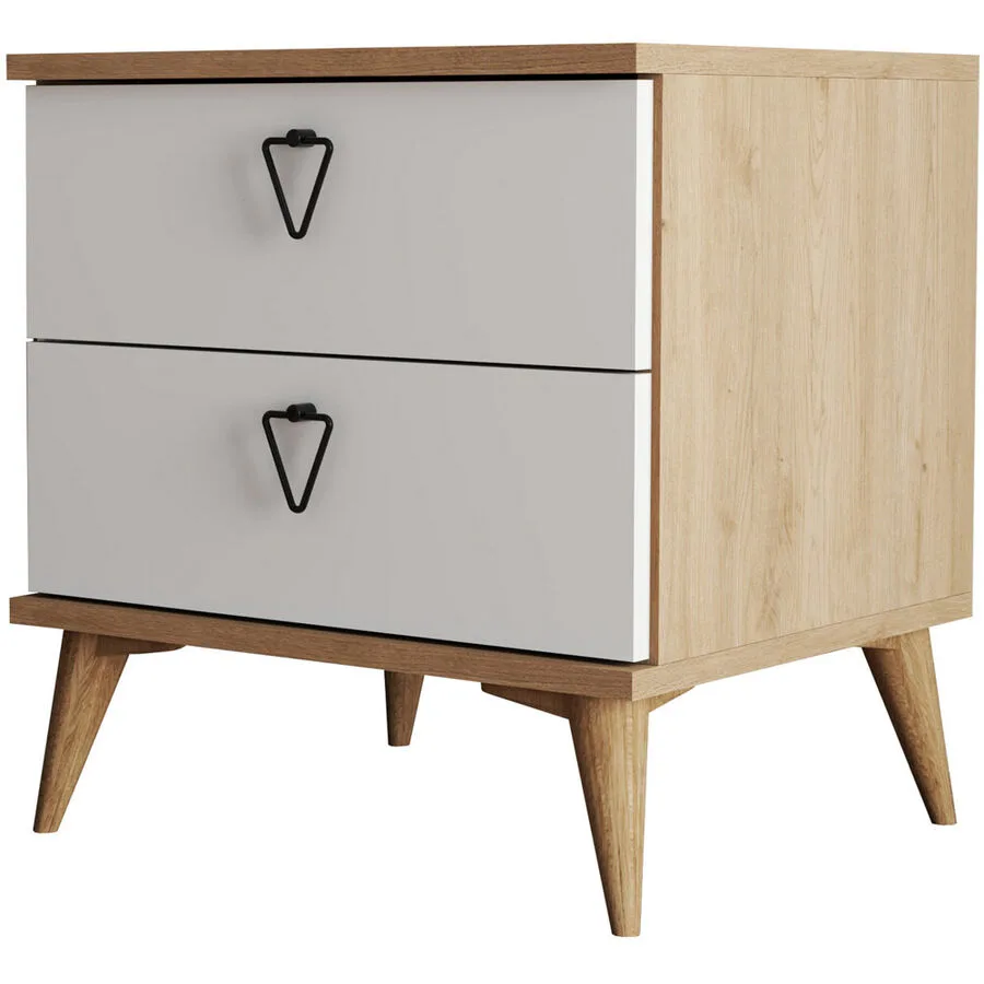 Nachttisch Uyumak eiche/weiss Melaminbeschichtete Spanplatte B 52 cm H 55.1 cm