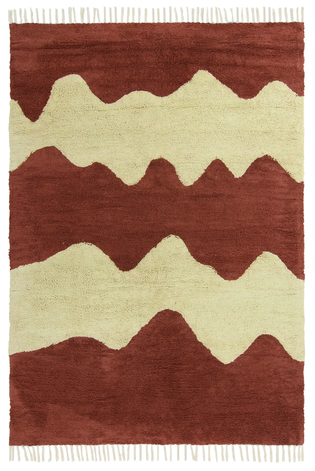 Ryetepper - Amira Natural Cotton Shaggy (rød/beige) (Størrelse: 80 x 150 cm)