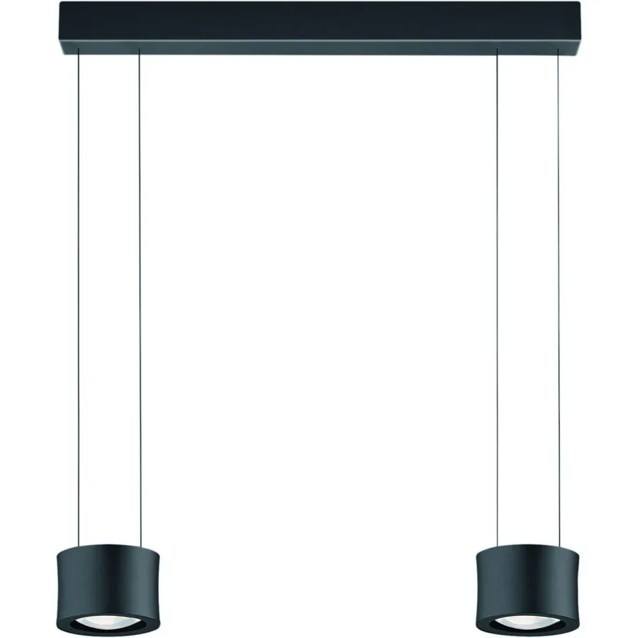 Designer-Pendellampe Bankamp Impulse Schwarz 2-flammig vertical flex - LED - Lichtfarbe: Extra warmweiss - Material: Glas/Stahl/Aluminium -