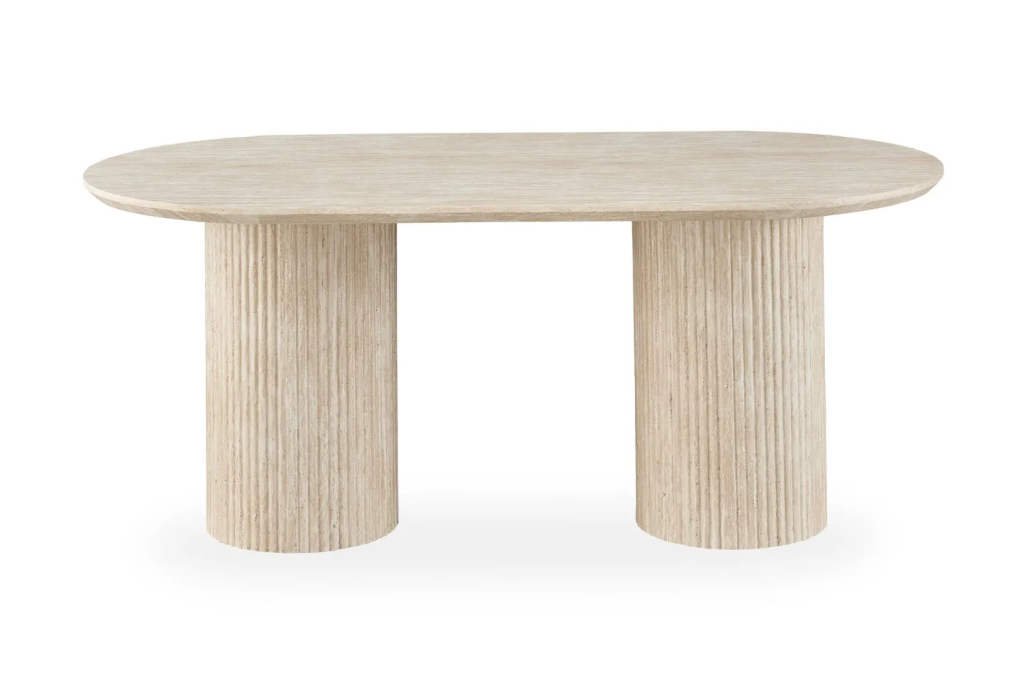 Uppveda Ovalt Matbord 180x90 cm Travertin Utseende - Beige