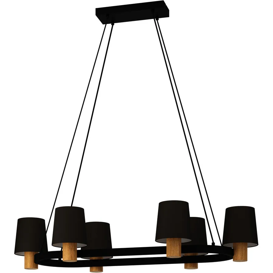 Eglo Pendellampe Edale Braun/Schwarz Stahl/Holz 51 cm 110 cm - Material: Holz/Stahl
