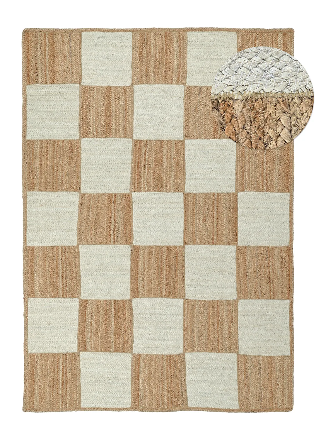 Juteteppe - Khulna (natur/hvit) (Størrelse: 160 x 230 cm)