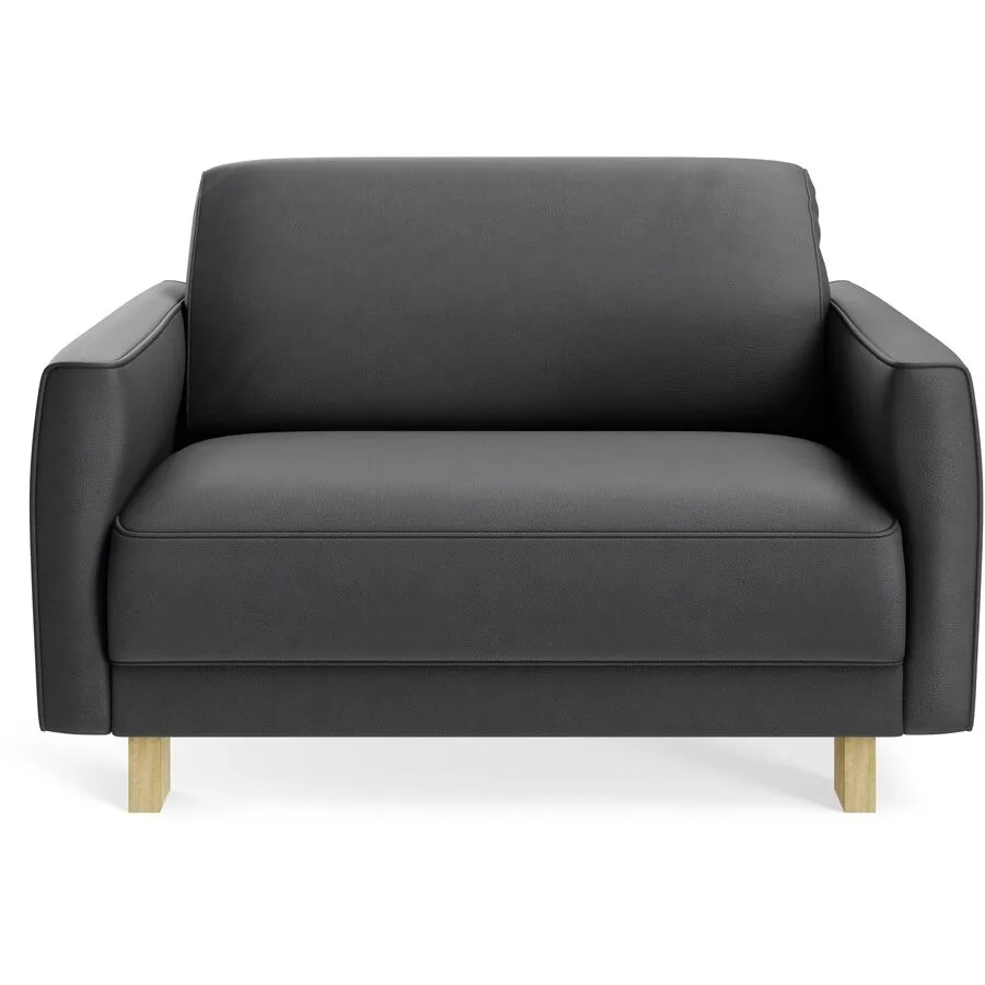 Sessel Avena Schwarz Leder, Eiche B 117 T 96 H 74 cm - Möbel Konfigurator: Traummöbel individuell zusammenstellen