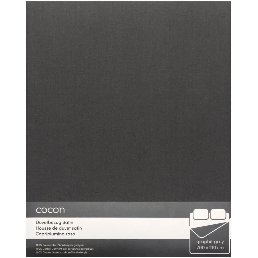 Duvetbezug COCON Graphit Baumwolle 200 x 210 cm - Material: Satin