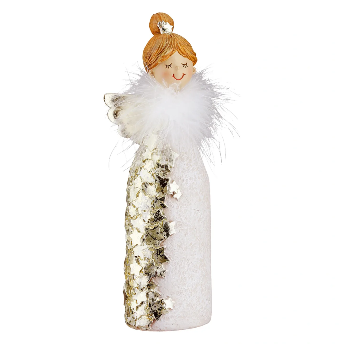 Gilde Figur Engel, Sternmuster, Creme H: 17 cm | Schubiger Möbel
