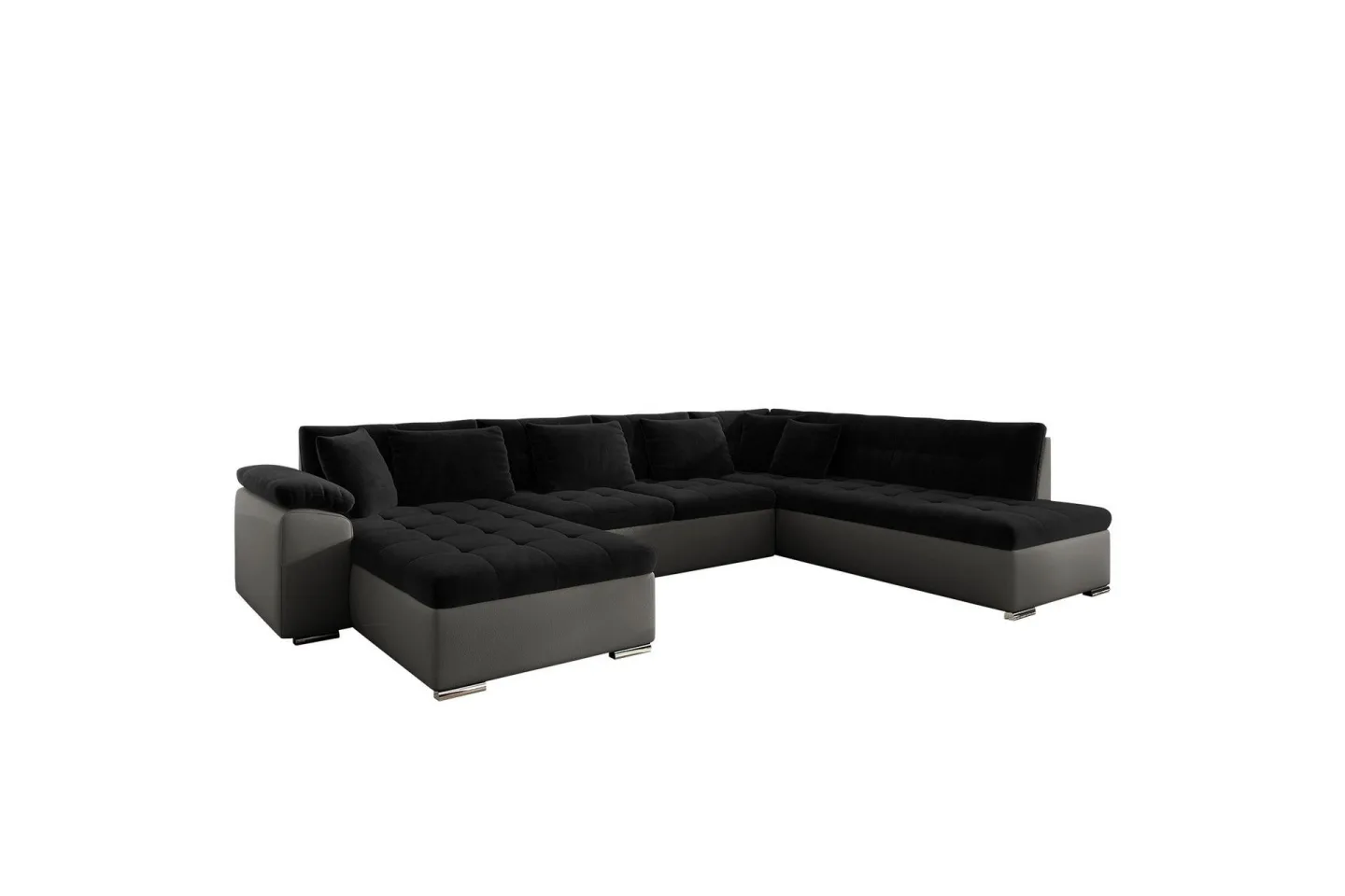 Dynir Soffa med Divan och Schäslong 4-sits - Svart/Grå