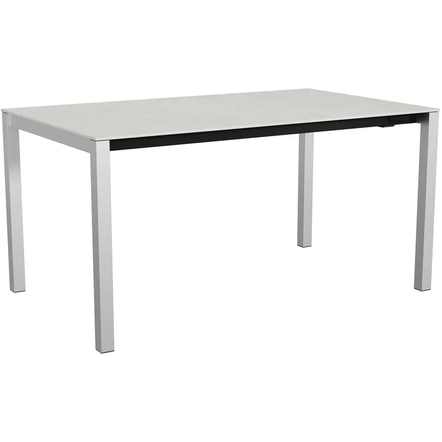 Gartentisch ausziehbar Campo Grande Edelstahl gebürstet / Lunar Mineralkeramik/Edelstahl B 150 T 90 cm - Möbel Konfigurator: Traummöbel individuell