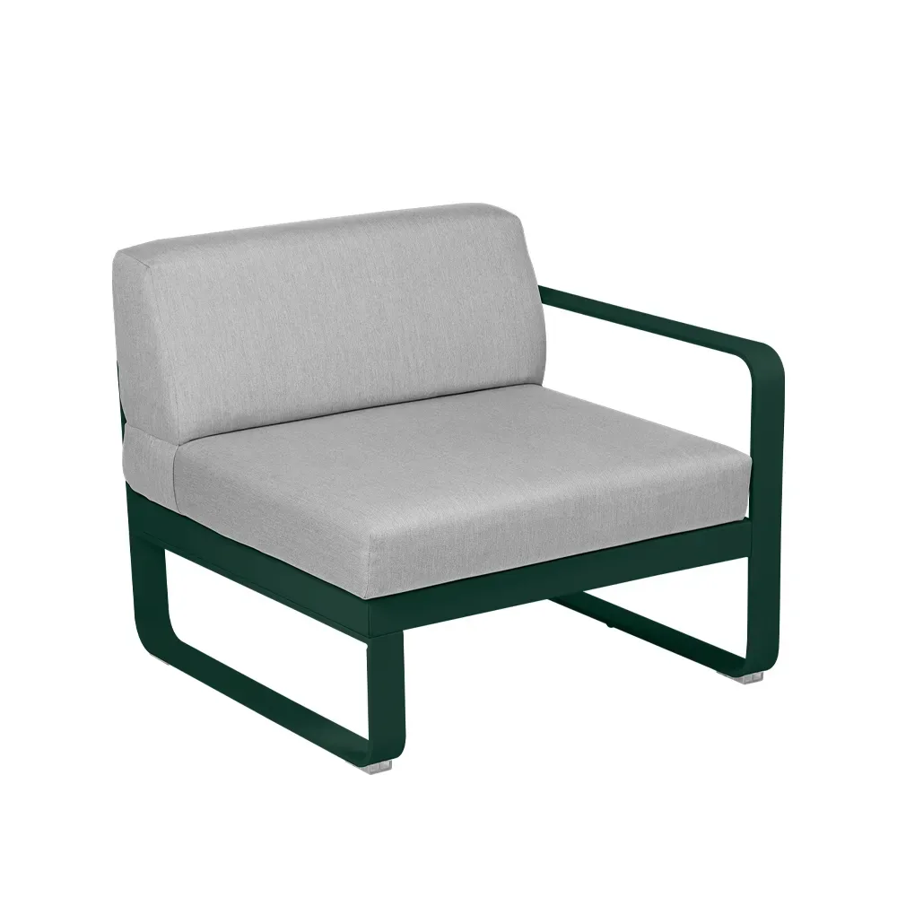 Fermob Bellevie Right modulsoffa Cedar green (grön), flannel grey dyna, 1-sits
