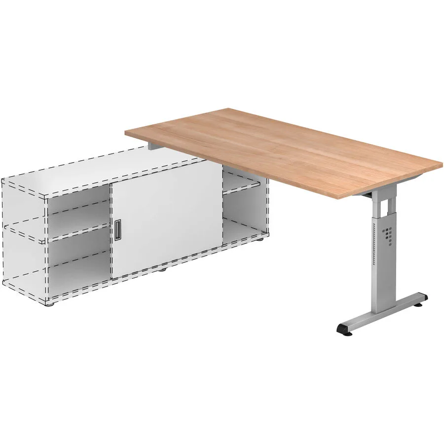 Anbauschreibtisch Office Nussbaum Dekor Holzwerkstoff B 160 T 80 cm
