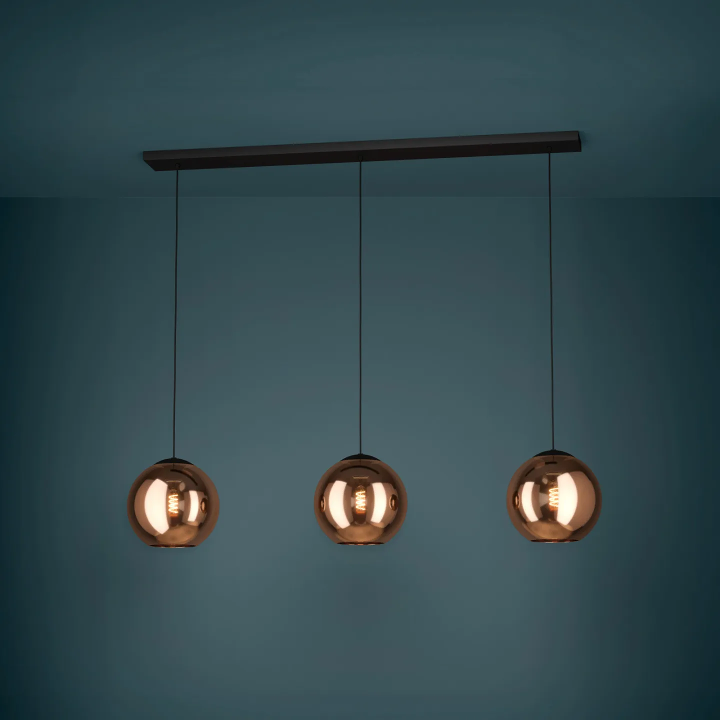 Cordoba hængelampe med 3 lyskilder i lang kobber - EGLO Stars of Light - Spisestue - Moderne - Glas - Med flere lyskilder