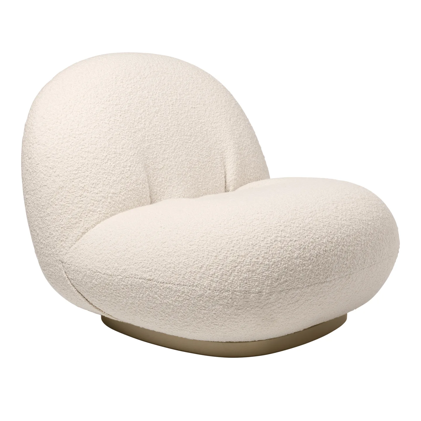 Gubi - Pacha Lounge Chair Fully Upholstered, Pearl Gold, Fabric Cat. 5 Dedar Karakorum 001 Ivory - Fåtöljer - Pierre Paulin - Vit - Metall/Textilmaterial