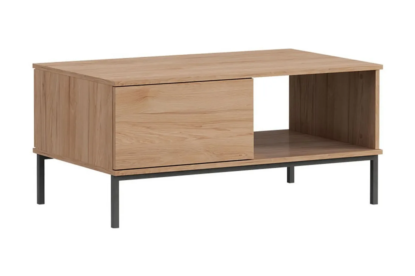 Querty Soffbord 100 cm med Förvaring Hylla + Låda - Natur/Svart