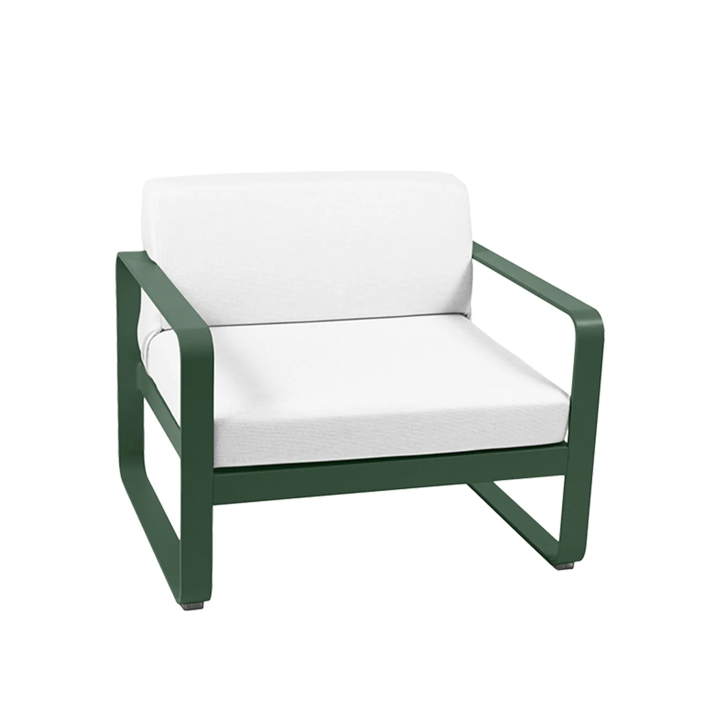 Fermob - Bellevie Armchair Off-White Cushions, Cedar Green - Fåtöljer utomhus - Pagnon & Pelhaître - Grön - Metall/Plast
