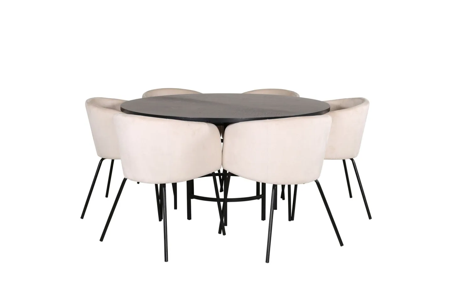 Copenhagen Matgrupp 140 cm Rund med 6 Berit stolar - Beige