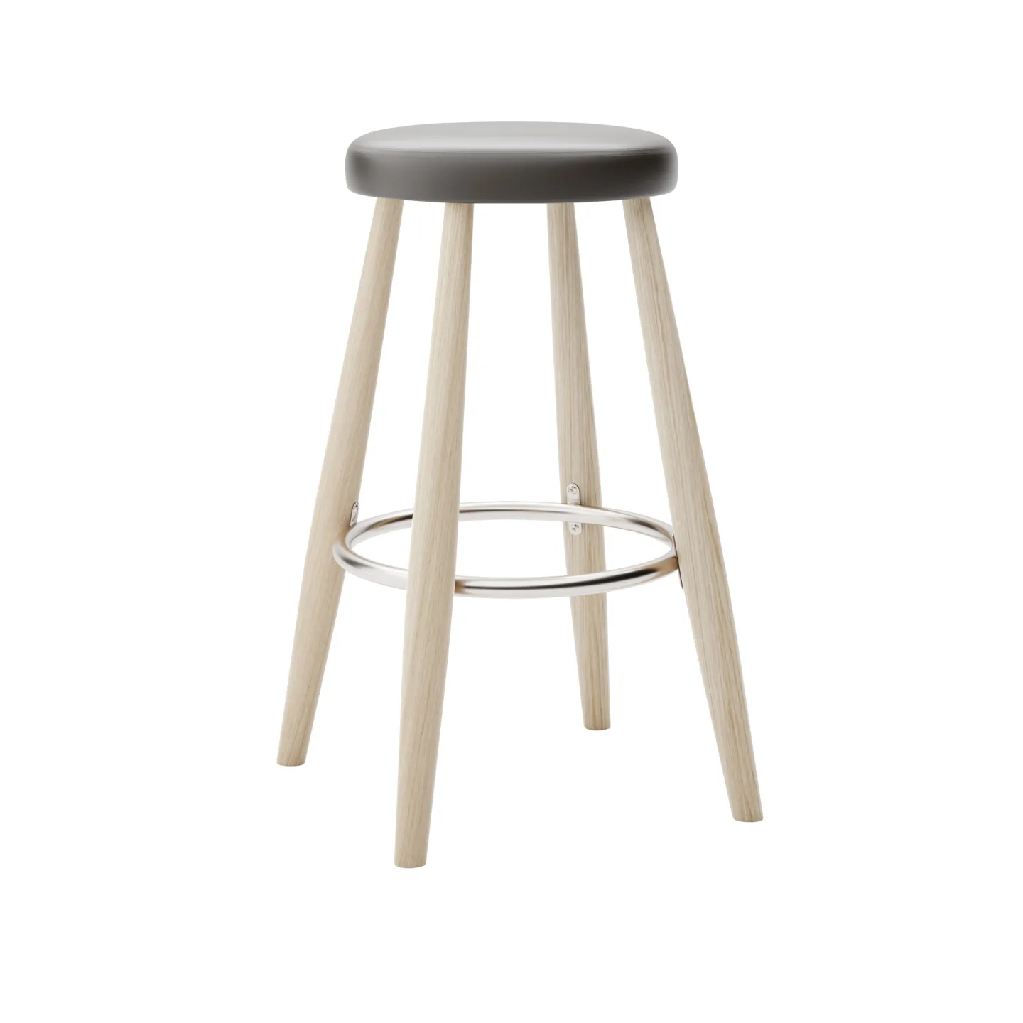 Carl Hansen - CH58 Low Stool, Tvålad Ek, Lädergrupp B Thor - 377 - Barstolar - Hans J. Wegner - Träfärgad - Läder/Metall/Trä