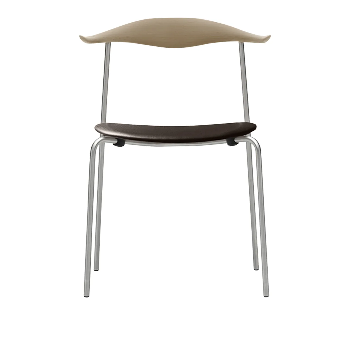 Carl Hansen - CH88P - Klädd sits, Tvålad Ek, Lädergrupp B Thor - 306, Ben i Rostfritt stål - Matstolar - Hans J. Wegner - Brun - Metall/Trä