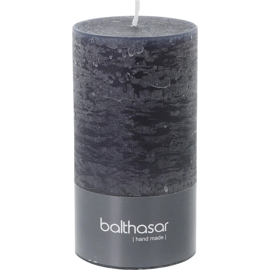Balthasar Kerze Rustico dunkeldunkelgrau H13 cm D7 cm, Brenndauer 60h - Farbe: taupe - Material: Wachs