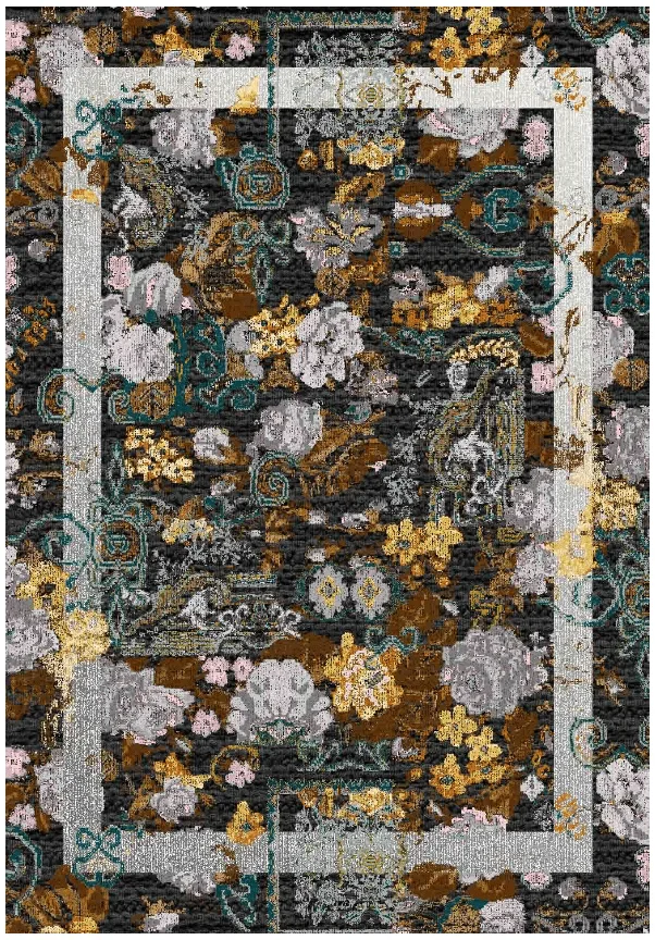 Wilton-teppe - Lefkada (svart/multi) (Størrelse: 200 x 280 cm)