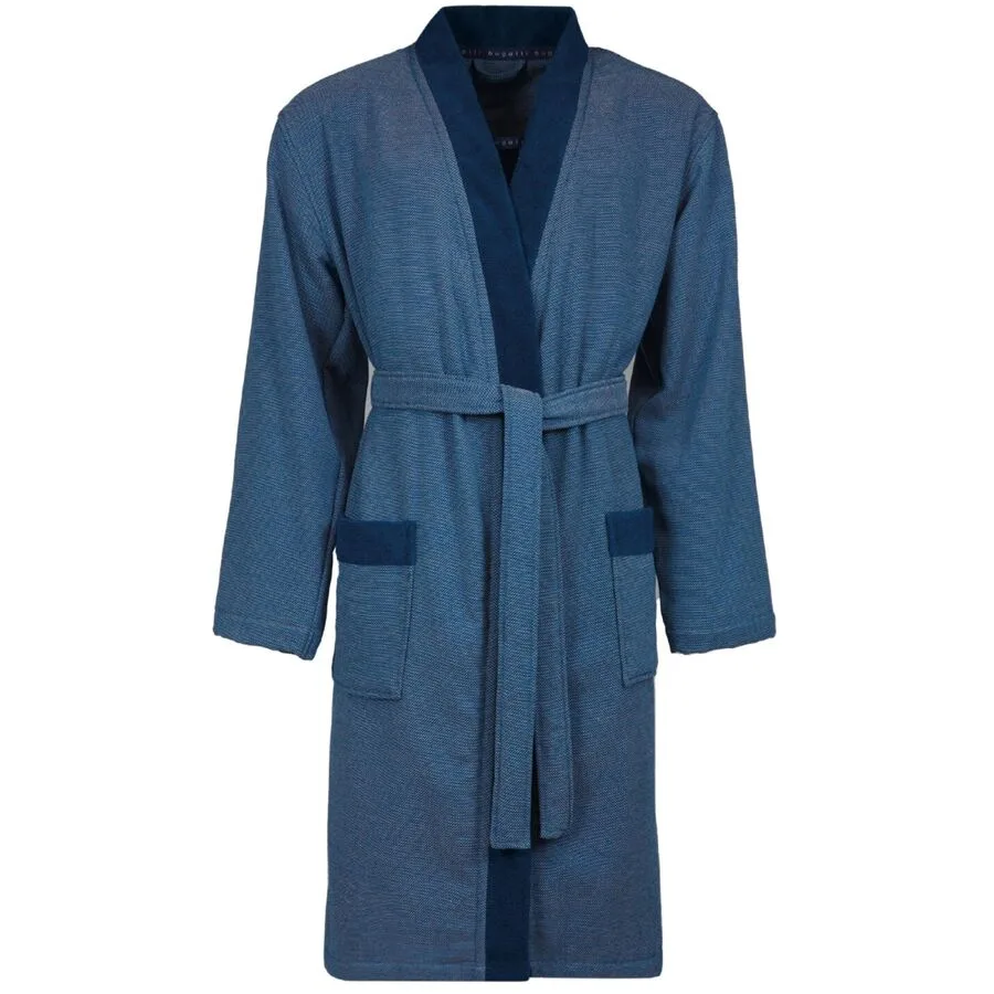 Bugatti Bademantel Francesco XXL Marine Blau Baumwolle XXL