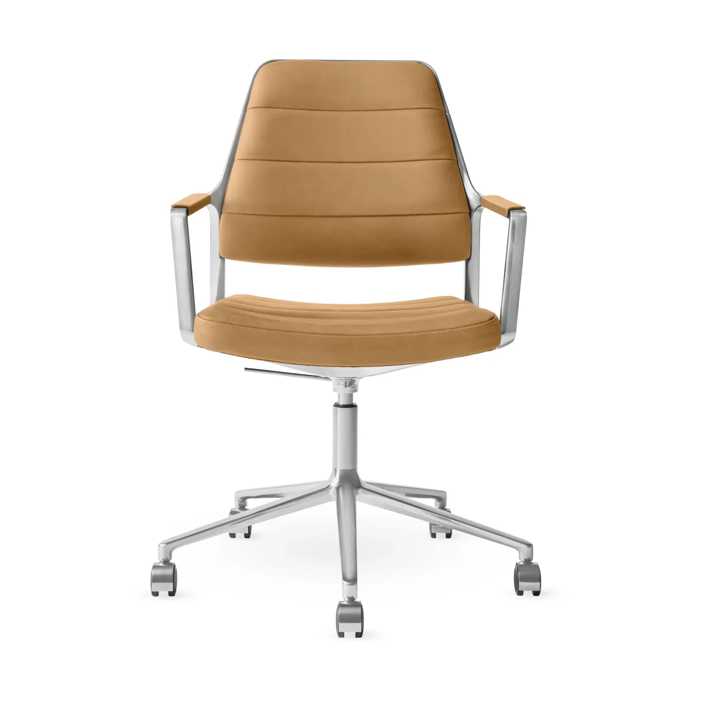 Vipp Vipp455+ Swivel chair kontorsstol med hjul Camel leather-polished aluminium