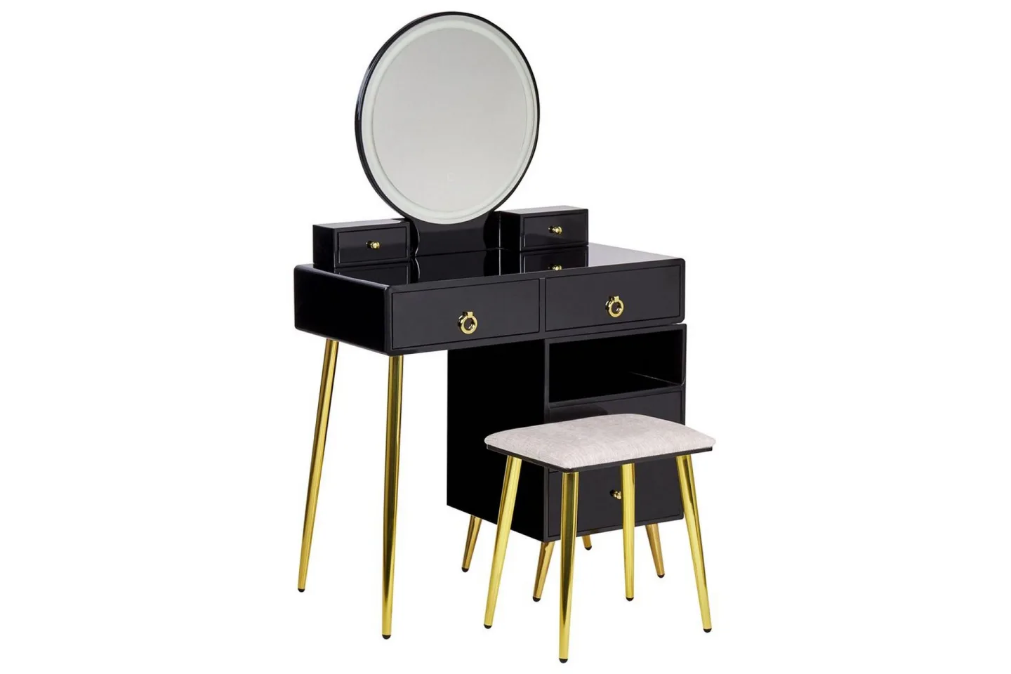 Sminkbord Yves Svart, Guld, Grå - Svart, Guld, Grå