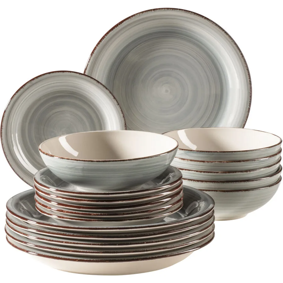 MÄSER Teller-Set Lumaca Rauchgrau Steingut 18 Stk
