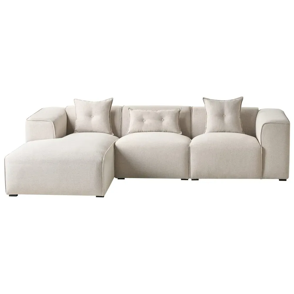 3-sits soffa Dolva - Beige, svart/Högervänd/Polyester