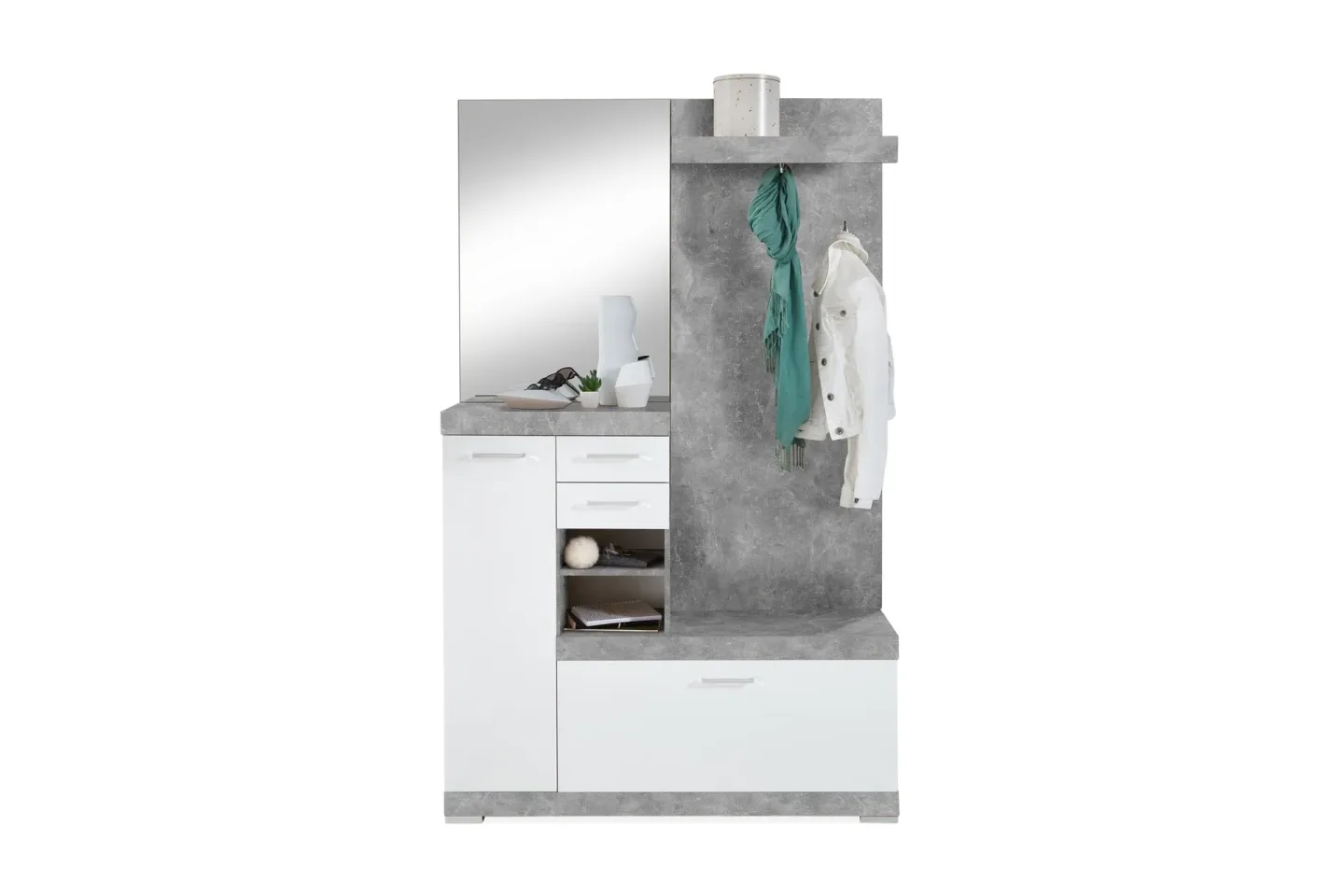 Samekia Garderob 120 cm - Vit/Grå
