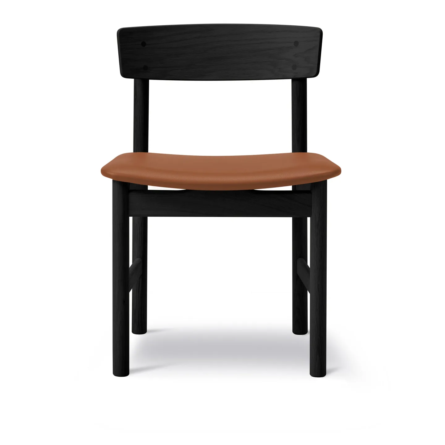 Fredericia Furniture - Mogensen 3236 Chair, Svartlackerad ek, Lädergrupp 1 - 75 Cognac - Matstolar - Børge Mogensen - Brun,Svart - Läder/Trä