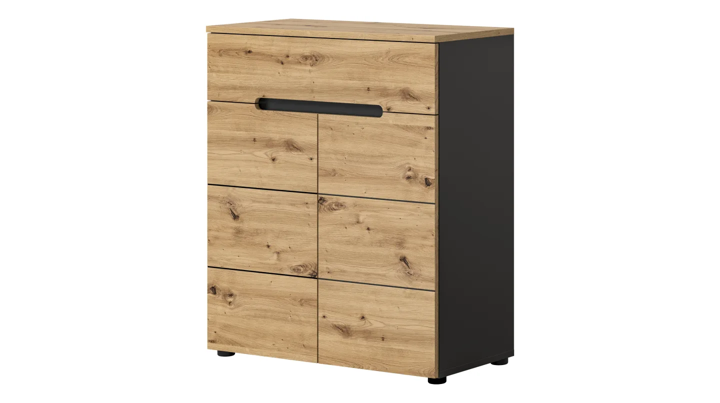 Kommode mit Schubladen Artisan Eiche anthrazit 80 cm - CANU