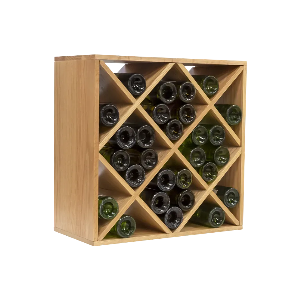 Weinregal aus Holz für 28 Flaschen, 60x60x30 cm mQuvée, amerikanische Roteiche