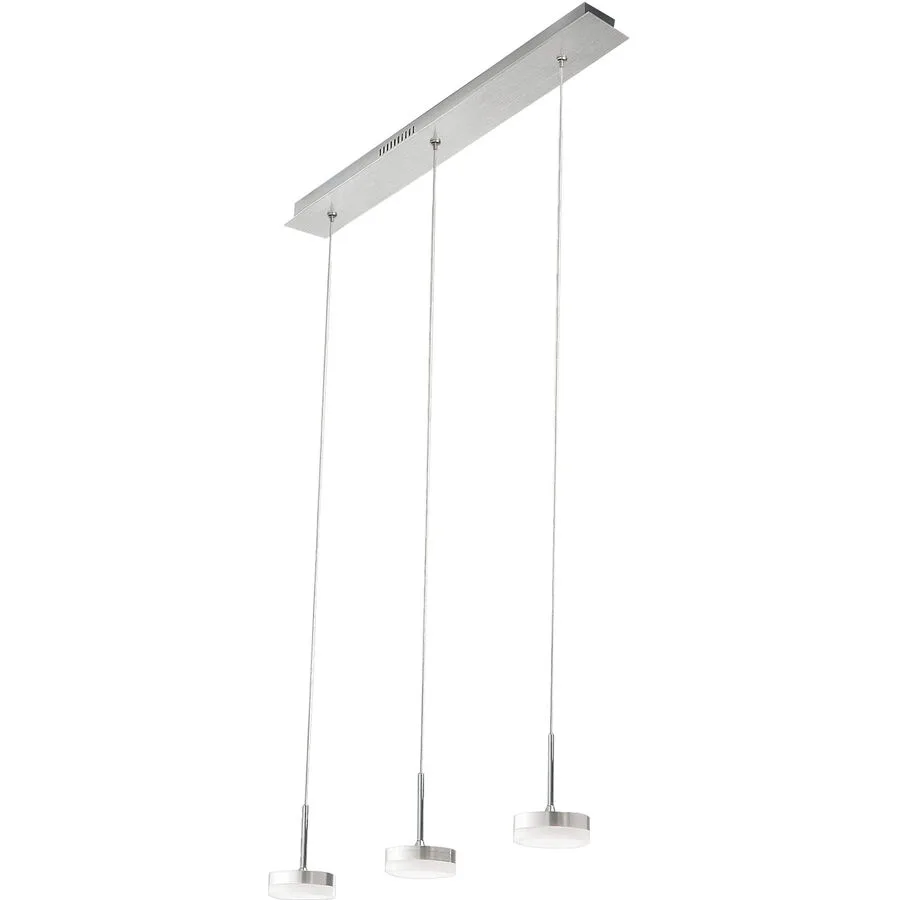 Pendellampe Dilan Silber Metall 65 cm 200 cm - Farbe: Aluminium gebürstet - LED - Lichtfarbe: Warmweiss - LED Energiesparlampen
