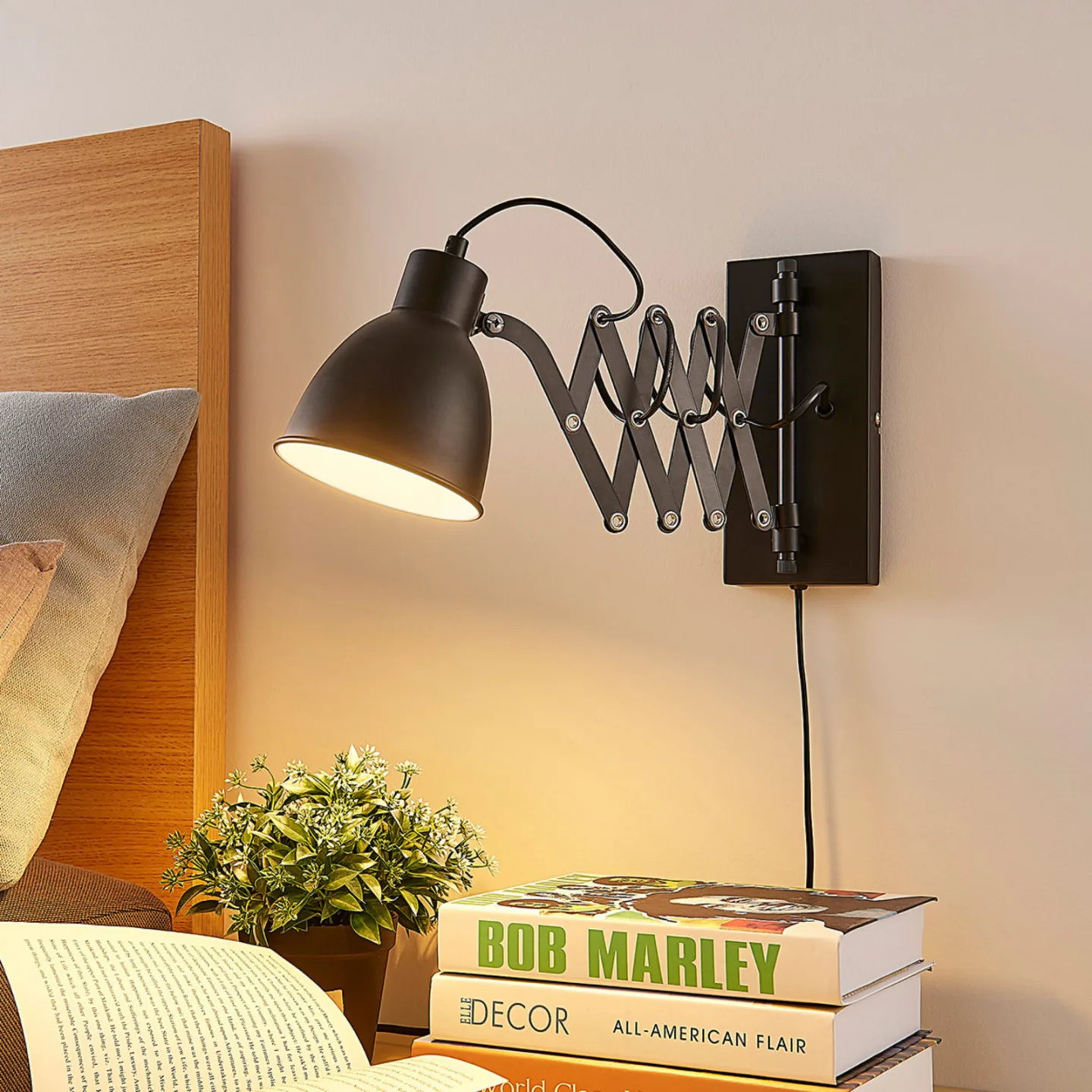 Merle Wandleuchte Black - Lindby - Schlafzimmer - Modern - Metall - Rund