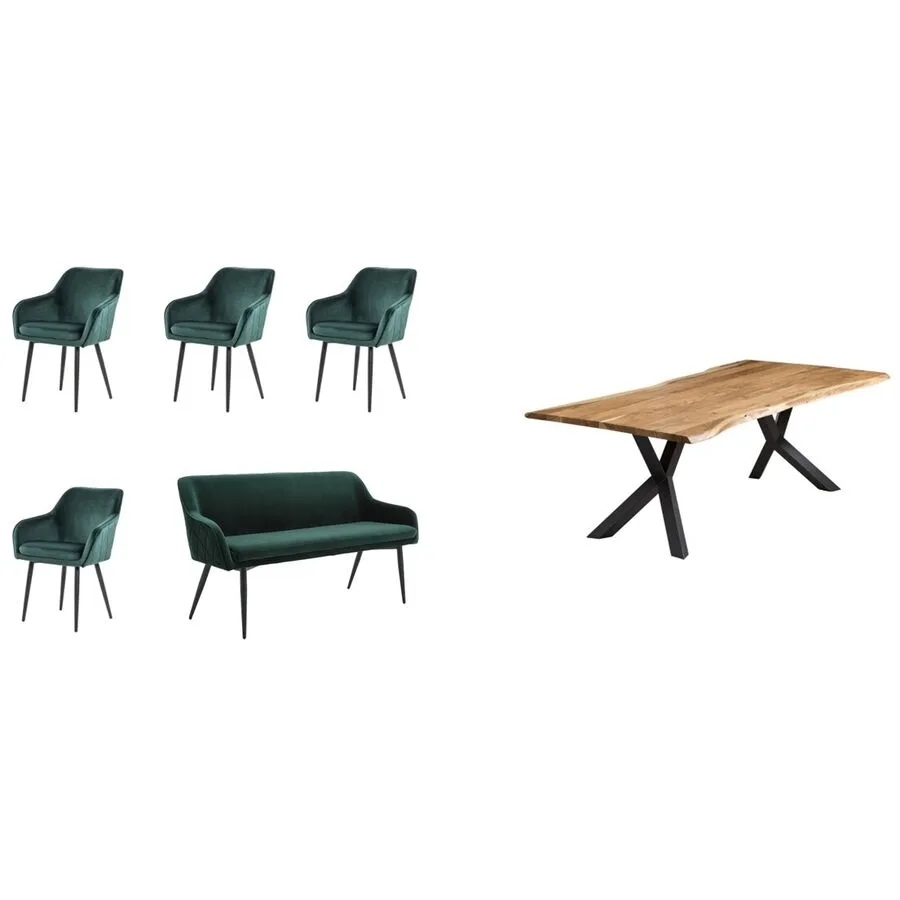 Essgruppe Kuro natur Akazie/Samt B 200 T 100 cm