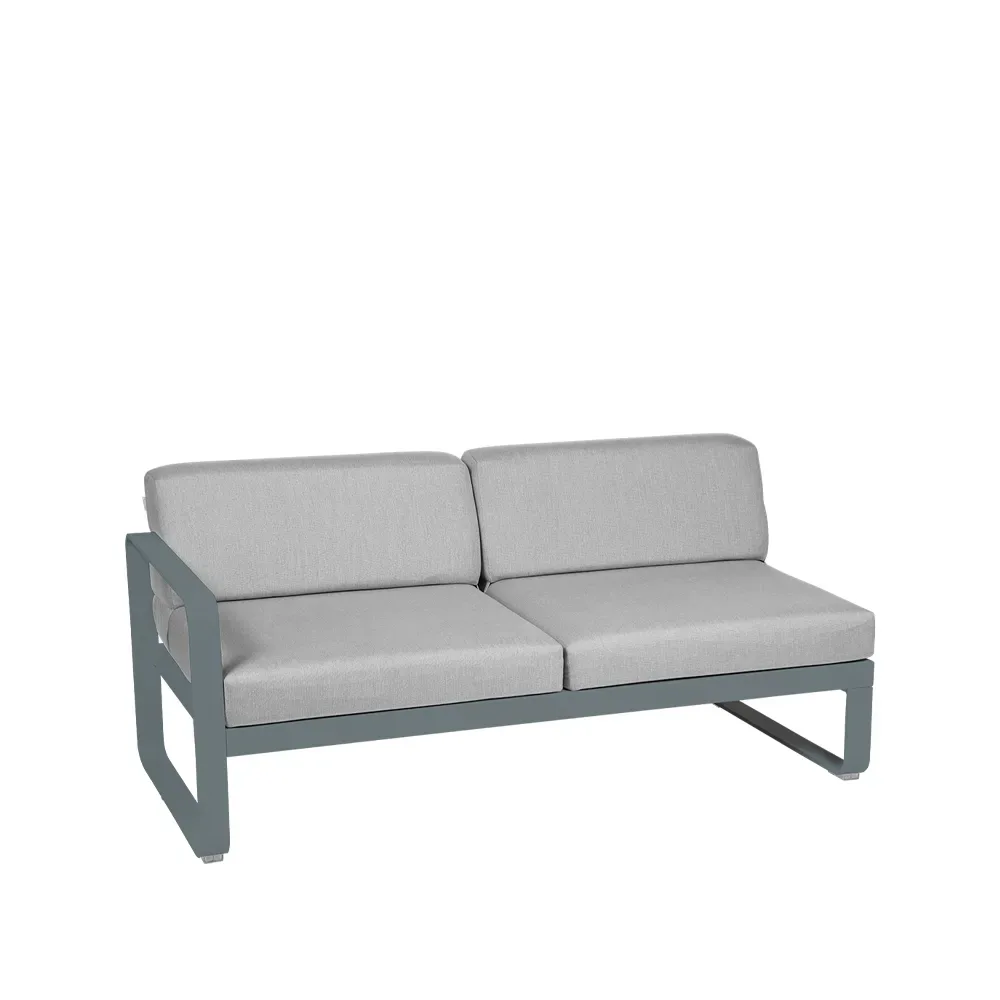Fermob Bellevie Left modulsoffa 2-sits Storm grey (grå), flannel grey dyna