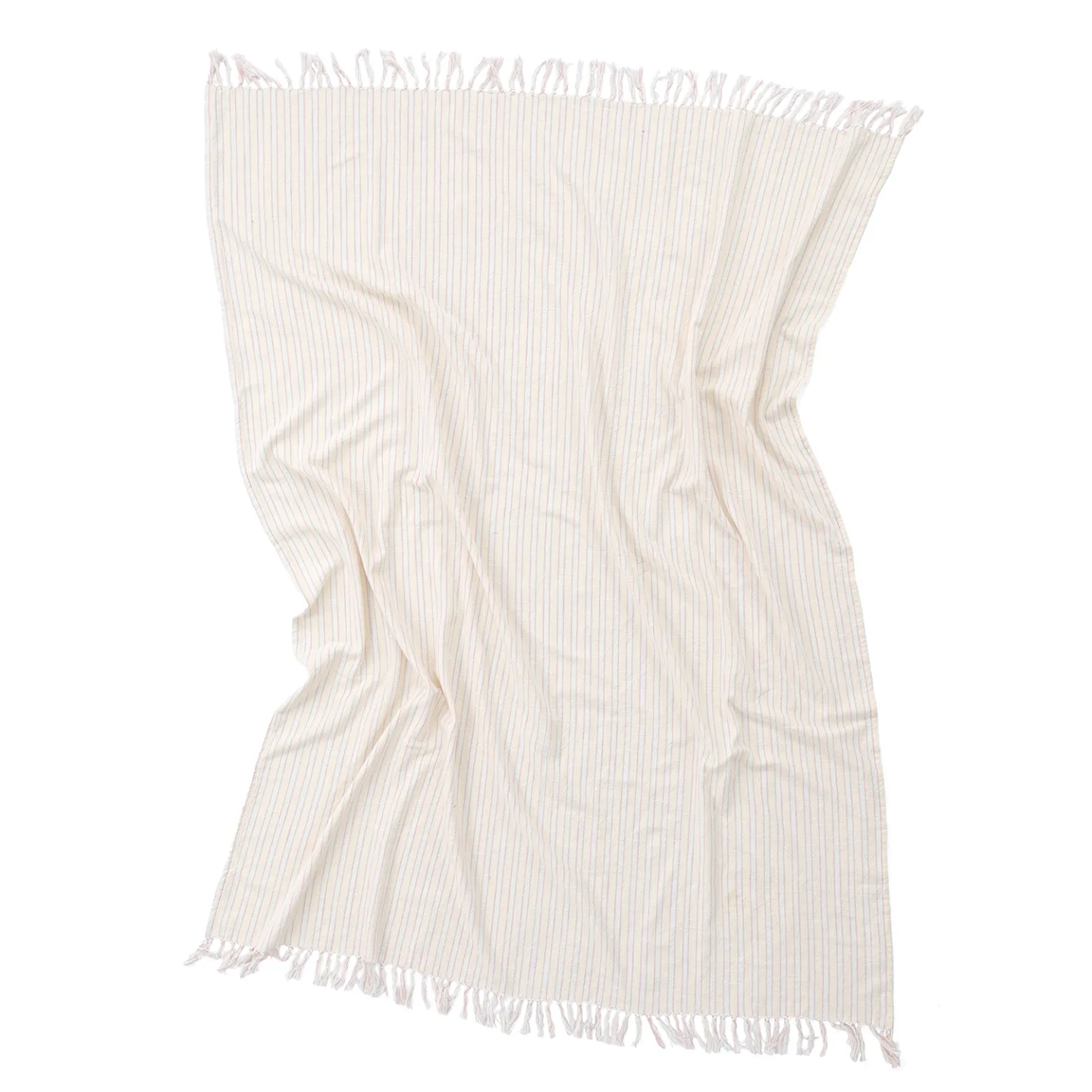 Pledd - Rumi stripe cotton throw (krem/rosa/lyseblå) (Størrelse: 130 x 170 cm)