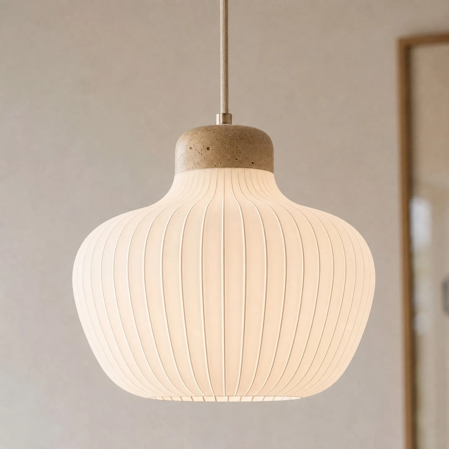 Eloise Hängeleuchte, Textil, E27, weiß, Ø 30 cm - Lucande - Wohnzimmer - Skandinavisch - Stoff / Textil - Einflammig