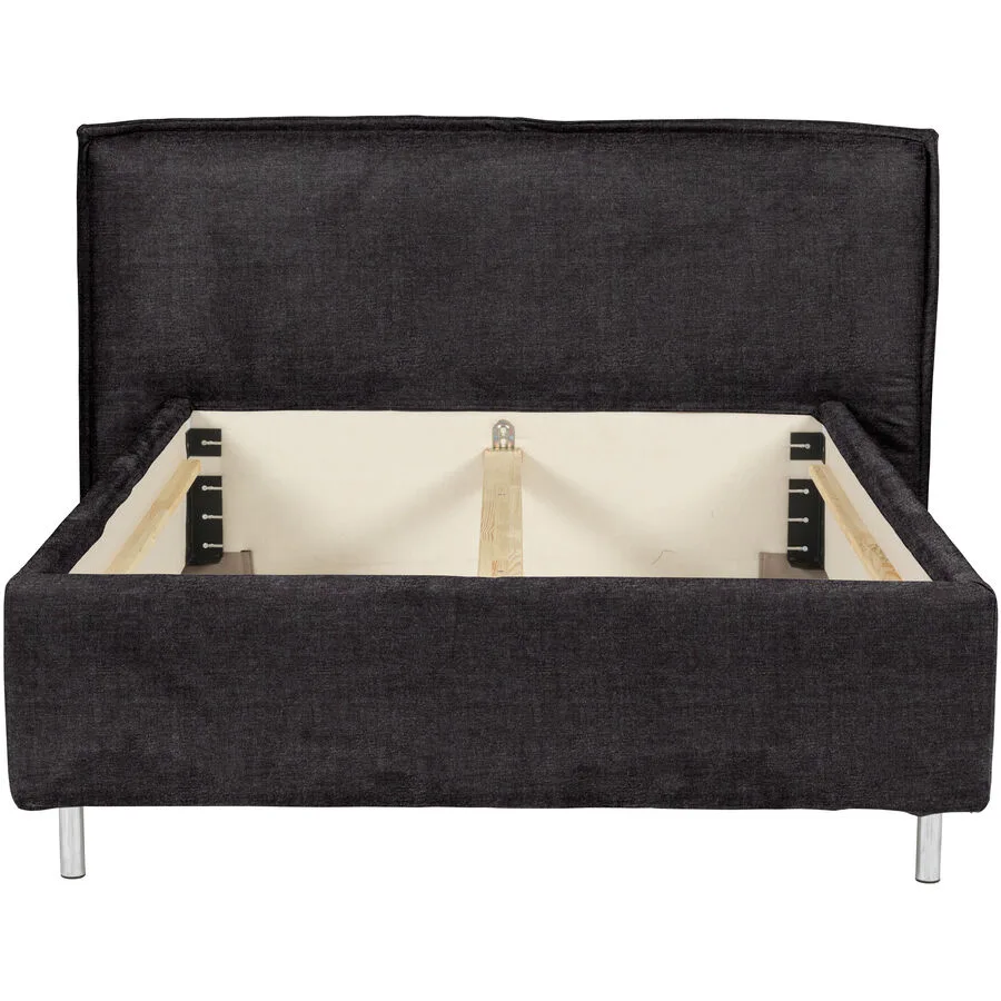 Bett Bow grau 51% Polyester, 42% Acryl, 7% Baumwolle mit attraktiver Spezialnaht am Kopfteil, im skandinavischen Design 140 x 220 cm
