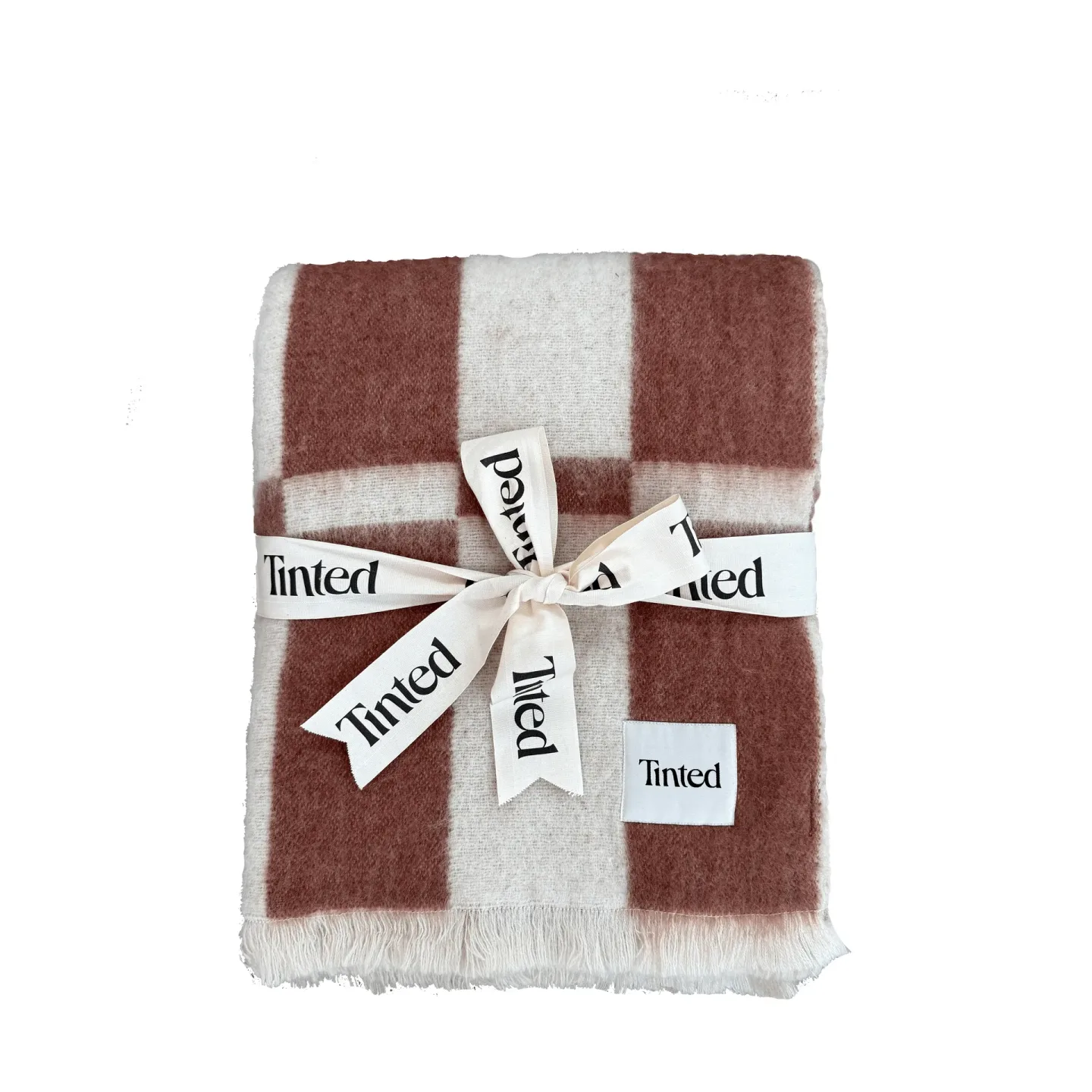 Tinted Hallin mohairpläd Off white-rust, 130x170 cm