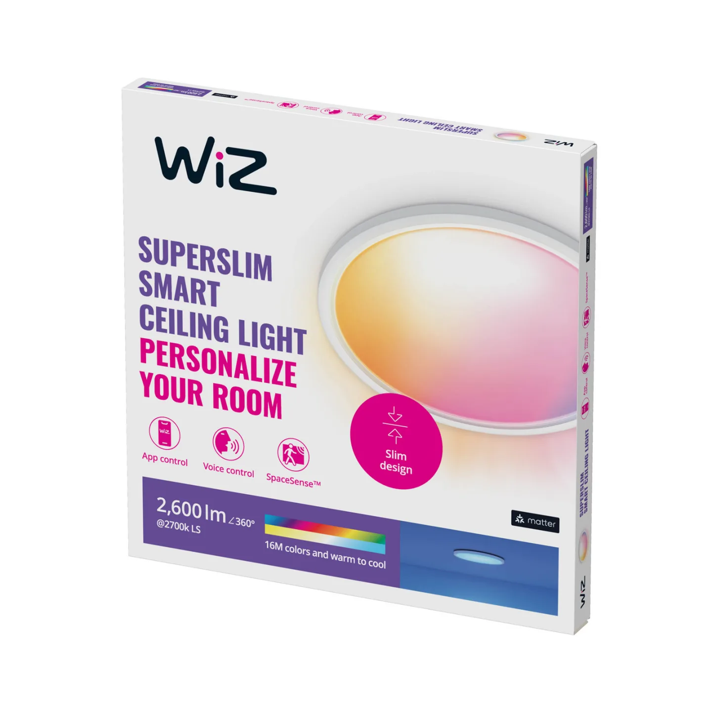 SuperSlim WiZ Loftlampe RGB 42 cm Hvid - WiZ - Stue - Moderne - Plastik - Rund