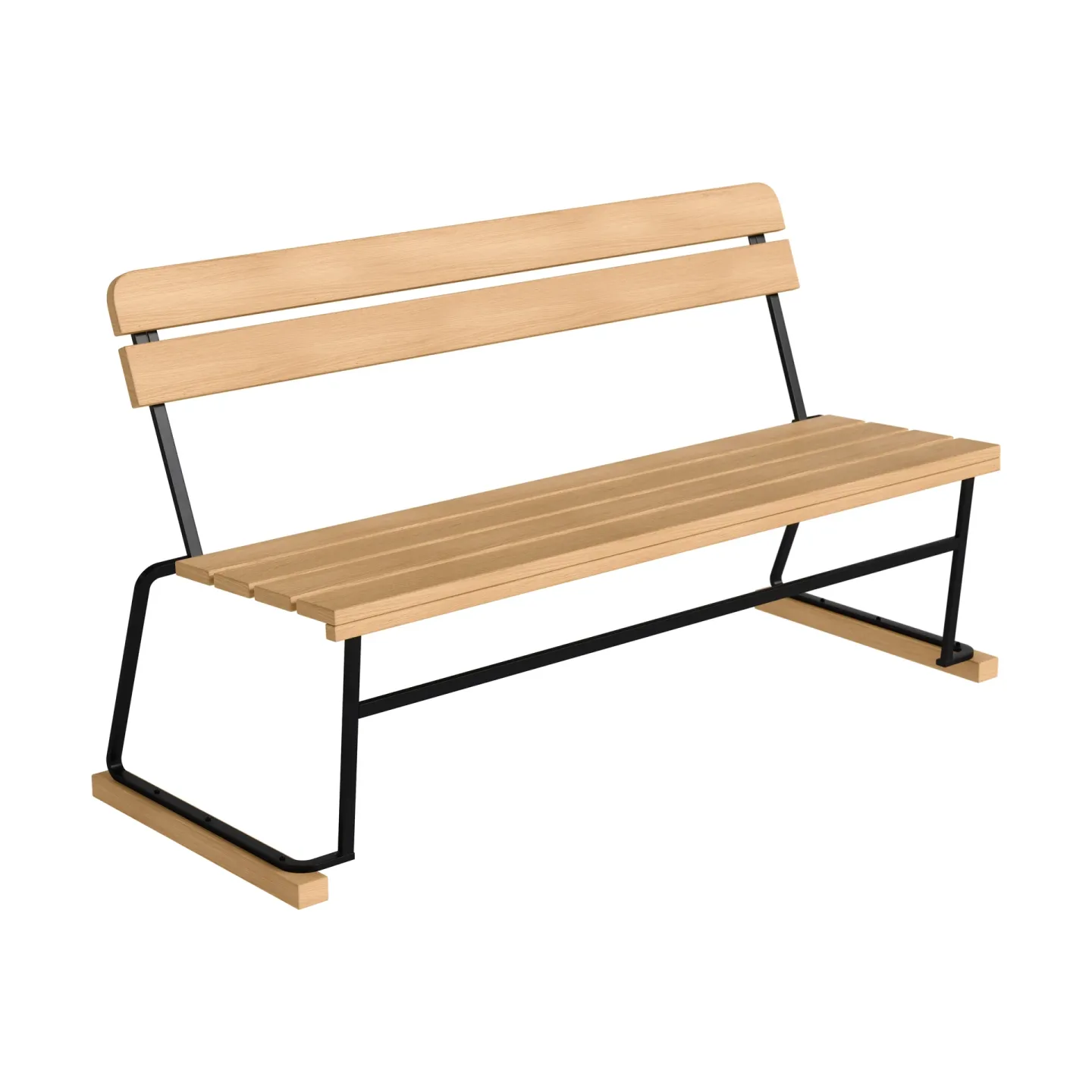 Grythyttan Stålmöbler Sofa 3 Geölte Eiche-schwarzes Stahlgestell