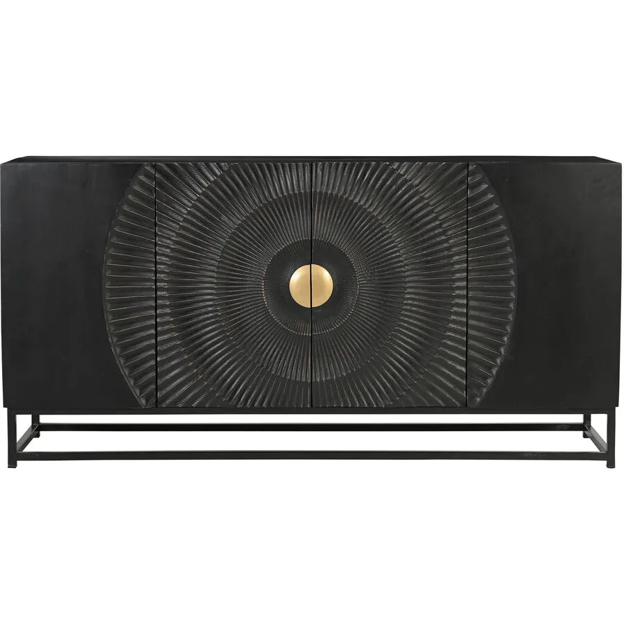 Sideboard Smooth schwarz-gold Mangoholz massiv B 150 H 75 cm