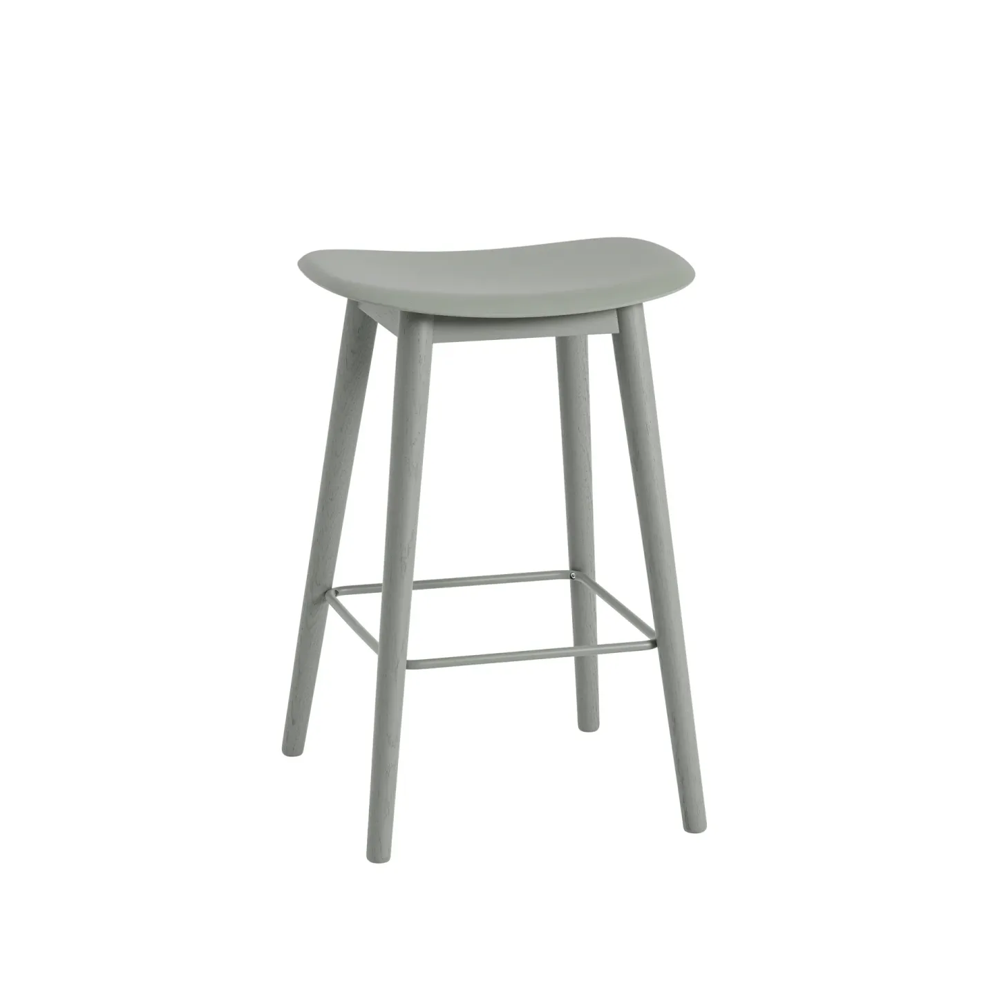 Muuto Fiber counter Stuhl 65 cm Dusty green, Grüne Beine